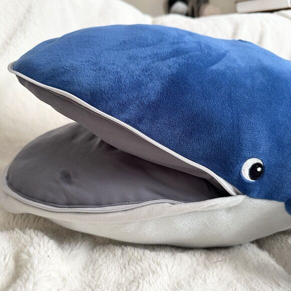 IKEA Blavingad Blue Whale Plush Stuffed Animal Toy 39” Stuffed Zipper Mouth - Picture 2 of 8